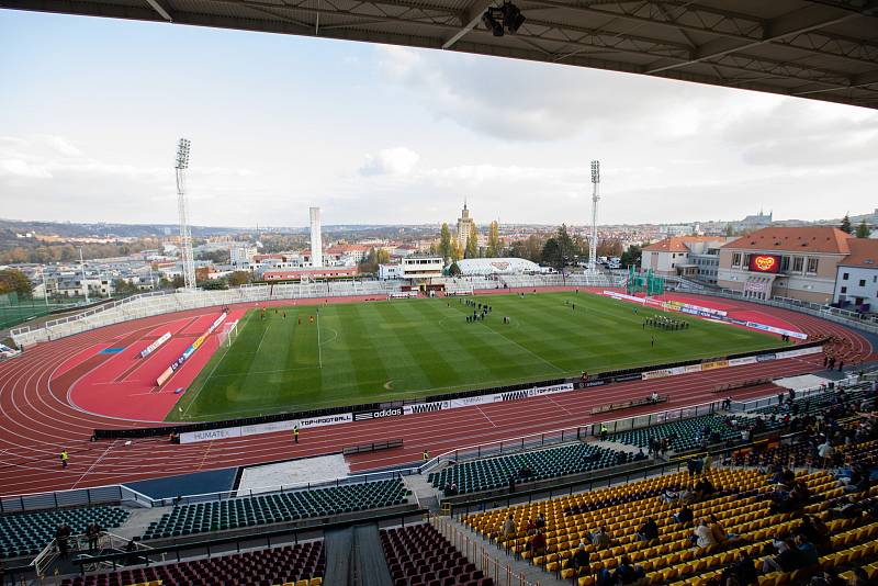 Praha - Zápas 12. kola fotbalové FORTUNA:LIGY mezi FK Dukla Praha a SFC Opava 21. října 2018. Juliska, stadion Dukla Praha.