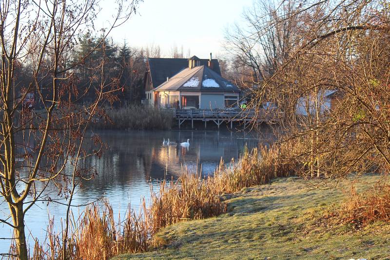 Revitalizace Stříbrného jezera pokračuje. 3. listopadu 2021, Opava.