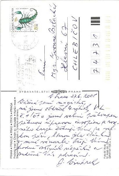 Pohlednice a rukopis Josefa Vinárka.
