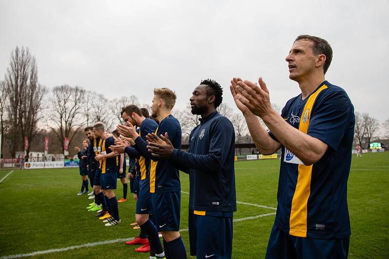 Pardubice - Zápas Fortuna národní ligy FK Pardubice - SFC Opava 8. dubna 2018. Zdeněk Pospěch - o.