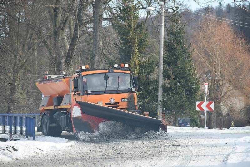 Krasov, malá podhorská obec na Krnovsku, leden 2021.