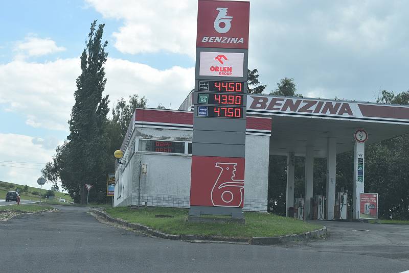 Benzínové pumpy v Bruntálu 9.8.2022.