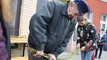 Školáci ve Městě Albrechticích se rozhodli spojit pomlázky do dlouhého hada. Podařilo se jim společnými silami uplést pomlázku dlouhou 137 metrů.