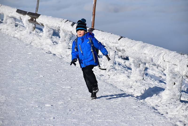 Nedělní výlet na Praděd byl jako bílá zimní pohádka zalitá sluncem. 13. prosince 2020.