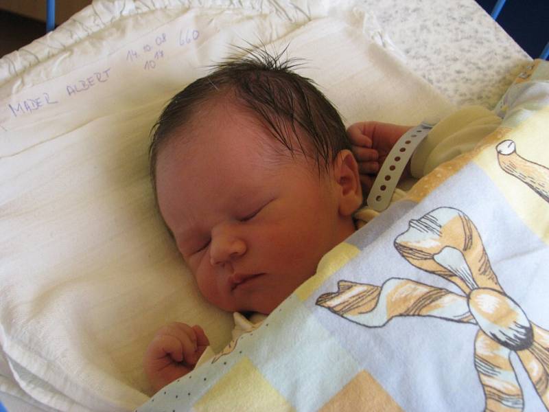 ALBERT MADER, narozen 14.10.2008, Město Albrechtice, váha 3,28 kg, míra 49 cm, maminka Linda Strakošová, tatínek David Mader. 