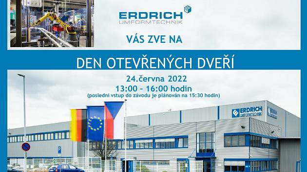 Erdrich Umformtechnik má v Krnově 280 zaměstnanců. Den otevřených dveří pořádá 24. června.