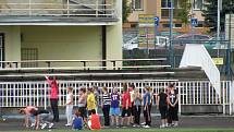 Krnované mají atletický stadion spojený se školními hodinami tělocviku. Od dob, co se zde  cvičily spartakiády, se mnoho nezměnilo.