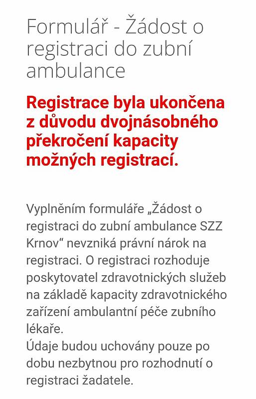 V Krnovské nemocnici od 17. ledna 2022 startuje nová zubní ambulance. Systém předregistrace pacientů během chvilky dvojnásobně překročil kapacitu ordinace.