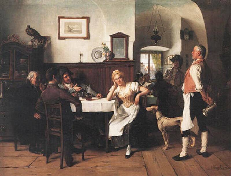 Olejomalba na plátně Josefa Kinzela z roku 1900.