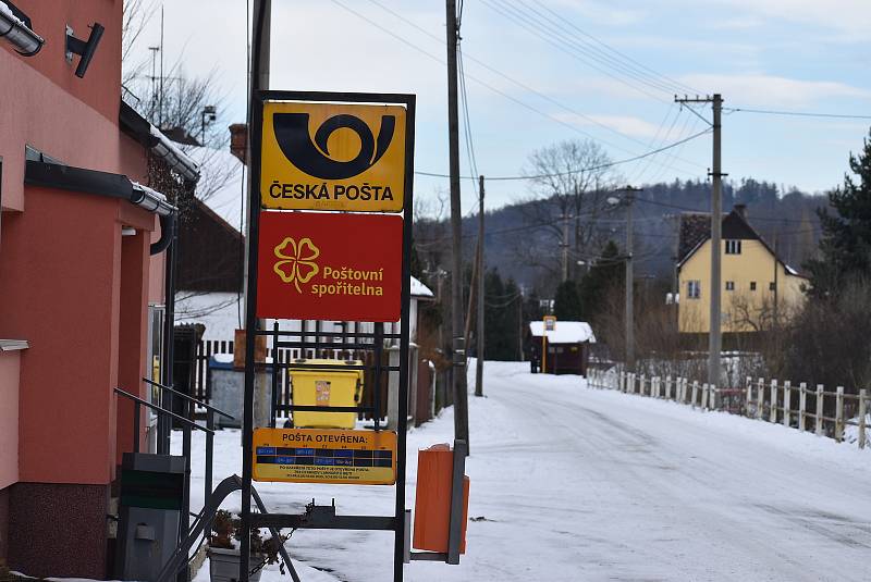 Krasov, malá podhorská obec na Krnovsku, leden 2021.