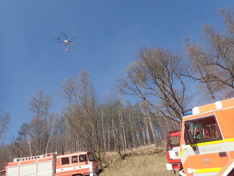 Poblíž Zátora Louček v lokalitě Radimský kopec probíhá kůrovcová těžba. V neděli zde oheň zasáhl území o rozloze šest hektarů. Foto: HZS BR