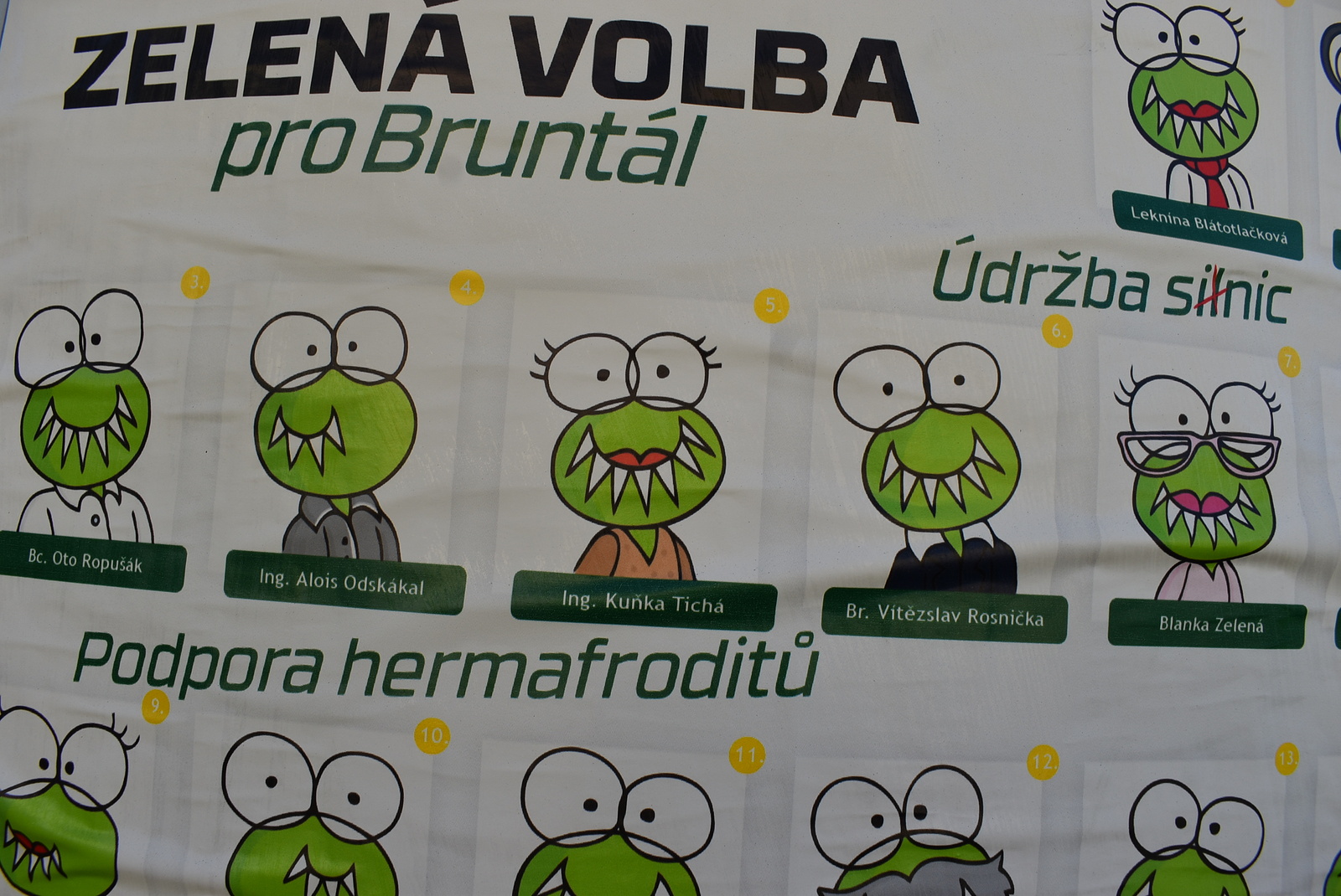 Za vlhčí Bruntál“. Zubaté žáby ve městě spustily volební kampaň -  Bruntálský a krnovský deník