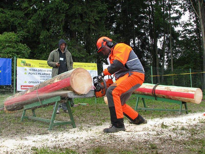 V dovednosti zacházení s motorovou pilou závodili v sobotu dřevorubci na Dřevařských, lesnických a mysliveckých dnech v Rýmařově. 