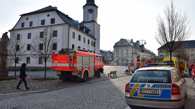 Zásah u výbuchu v budově radnice v Rýmařově.