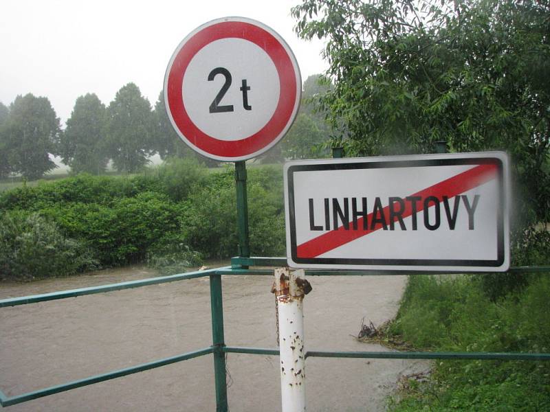 Řeka Opavice v Linhartovech.