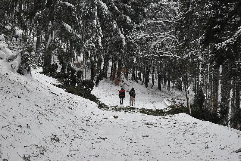 Dobrodružná cesta do Jeseníků a uzavřená silnice z Hvězdy na Ovčárnu. 4. února 2023