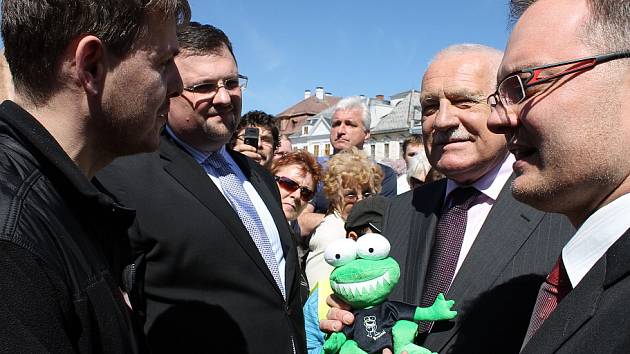 Prezident Václav Klaus na návštěvě Bruntálu.