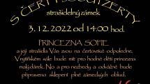 Na zámek ve Slezských Rudolticích dorazil průvod čertů v čele s princeznou Sofií. 3. prosince 2022