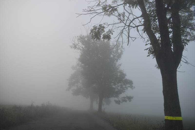 Silnice do Křišťanovic se hlavně na podzim ztrácí v mlze, která by se dala krájet.