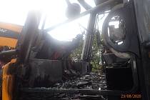 Požár traktoru v Bohušově na Bruntálsku