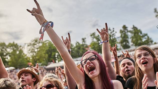 Ilustrační foto, Metalfest - svátek příznivců metalu v amfiteátru v Plzni na Lochotíně.