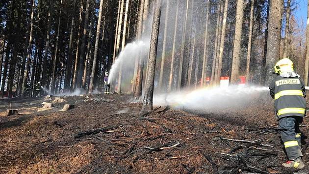 Požár lesa u Valkeřic