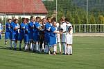 REMÍZA 1:1 se zrodila v utkání KP mezi Jiskrou Modrá (v modrém) a FK Louny.