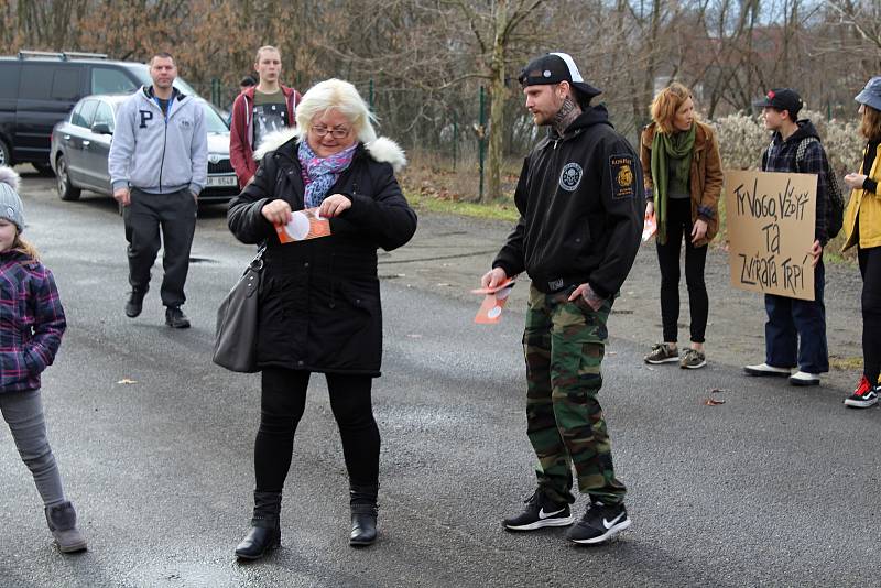 Proti cirkusům přišlo v Děčíně protestovat přibližně 20 lidí.