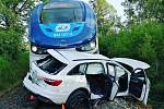 Smrtelná nehoda, srážka vlaku s autem v Rumburku.