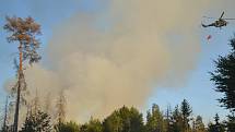 Požár lesa v národním parku, neděle 24. července večer.