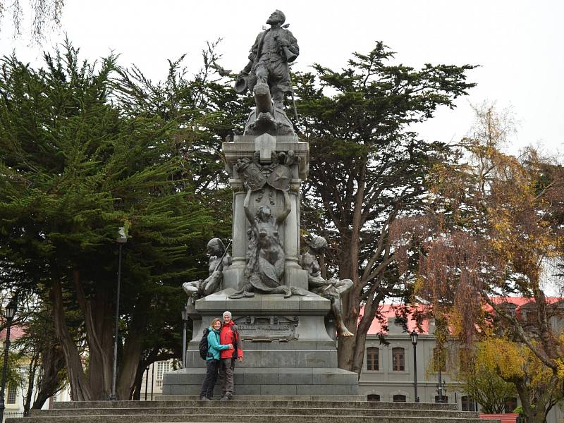 Pomník Magallanese v Punta Arenas, nejjižnějším městě kontinentální Ameriky.