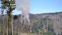 Požár lesa v národním parku, neděle 24. července.