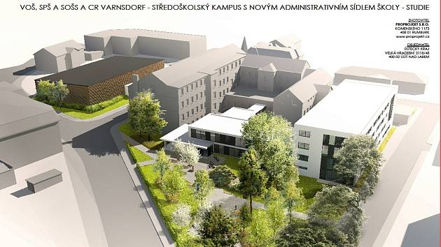 Vizualizace středoškolského kampusu ve Varnsdorfu.