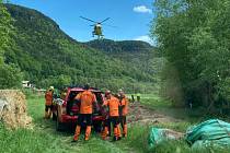 V Dolním Žlebu zasahoval u horolezce se zdravotními problémy vrtulník.