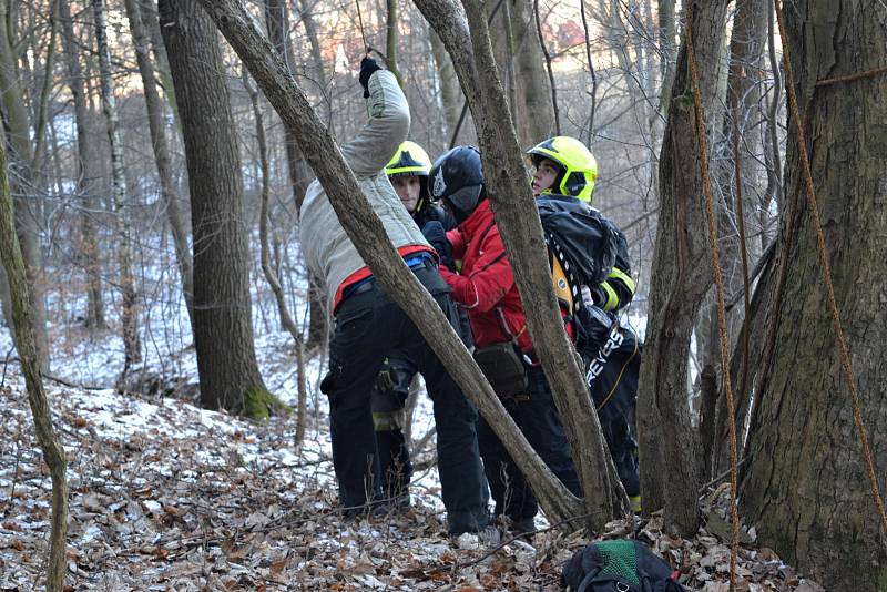 Paraglidista uvízl v Jílovém na stromě.