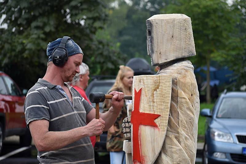 Na Mariánské louce vznikají dřevěné sochy.