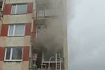 Požár bytu v Čelakovické ulici ve Varnsdorfu.
