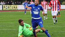 TŘI BODY. Varnsdorf (v modrém) doma porazil Žižkov 3:1.