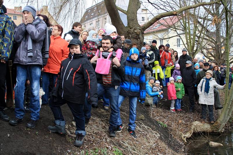 Tradičního topení kapra se zúčastnily stovky lidí.