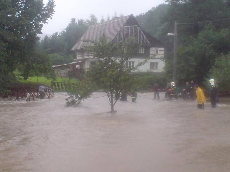 Velká voda v Horních Habarticích.