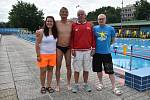 Zleva Jana Veselá (plavčík), Miroslav Smrčka, Petr Budínský a Martin Bauer (aquapark).