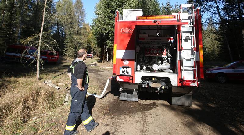 Lesní požár u Tisé hasiči likvidují už druhý den