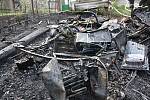 Požár dvou obytných karavanů v Děčíně.