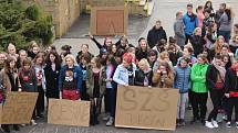 Demonstrace proběhla i před Střední zdravotnickou školou v Děčíně.