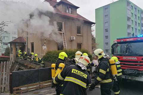 Požár rodinného domu v Bynově.