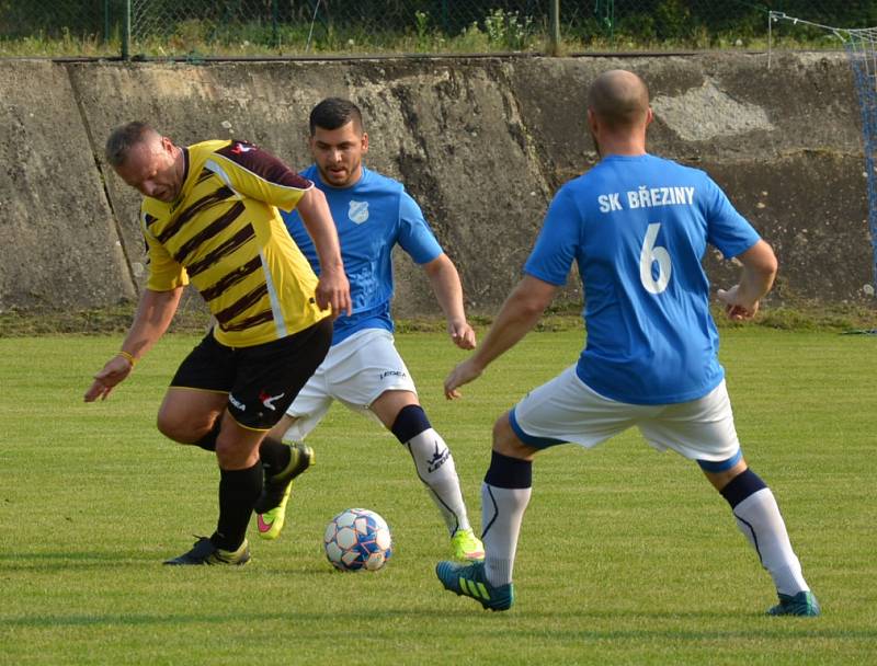 Březiny (v modrém) doma deklasovaly Šluknov B 8:1.