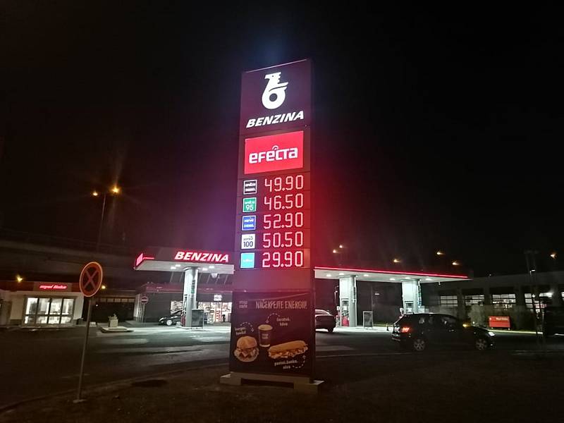 Ceny pohonných hmot v Děčíně.