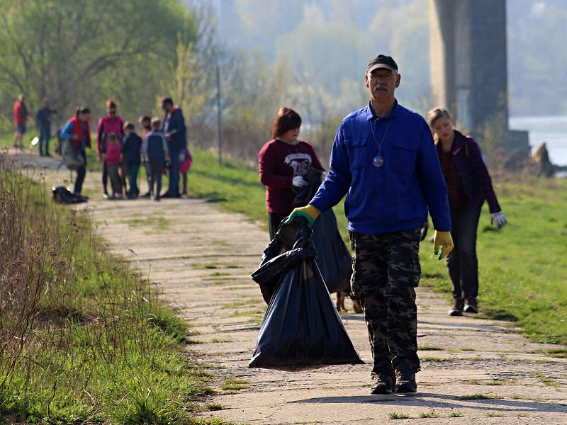 Akce Ukliďme Česko v Děčíně. Desítky dobrovolníků uklízely v sobotu 6. dubna nejen břehy Labe