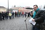 Demonstrace ve Varnsdorfu proti amnestii.