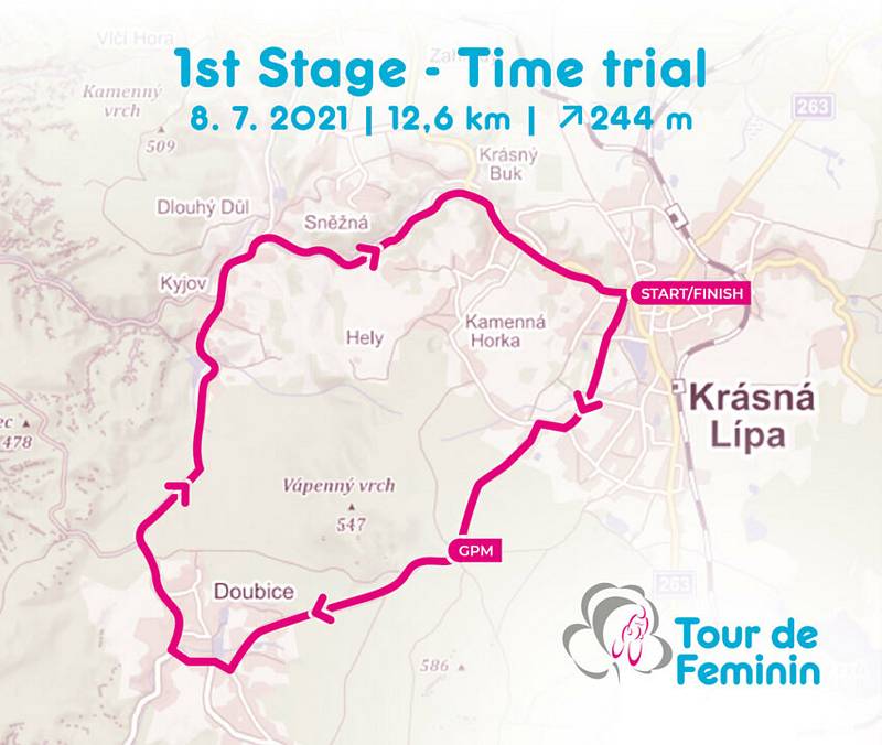 Mapa 1. etapy Tour de Feminin 2021.